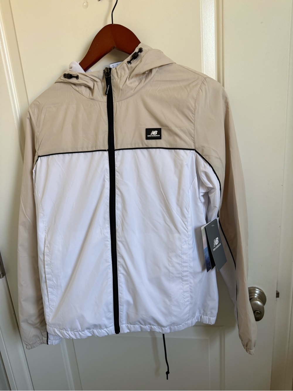 New Balance White & Black Hooded Windbreaker